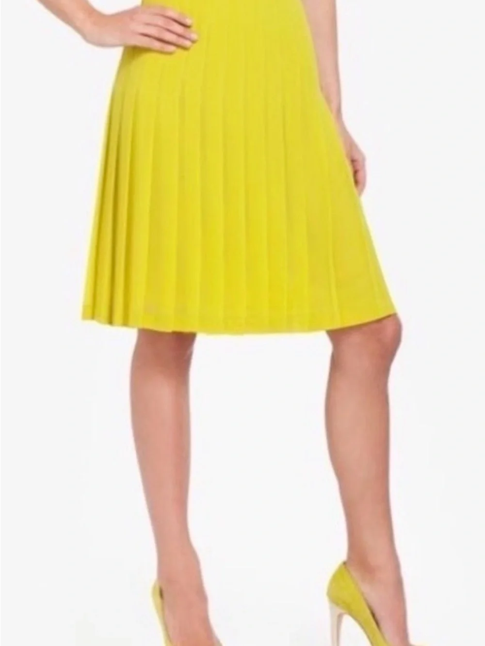 BCBGMaxAzria Bonita Lemongrass Pleated Midi Skirt